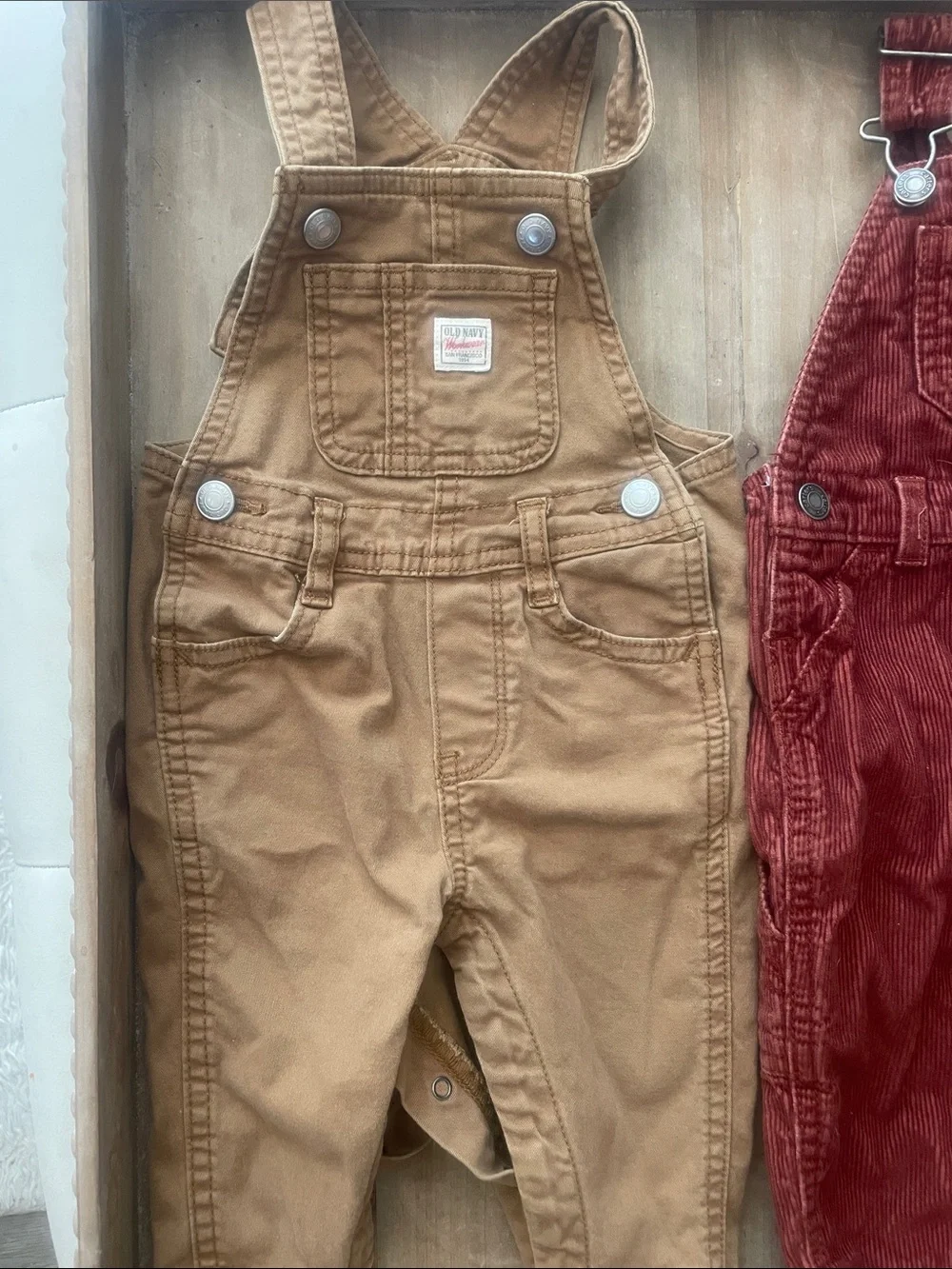 Old Navy  and Carters Rust Red Corduroy Overalls baby